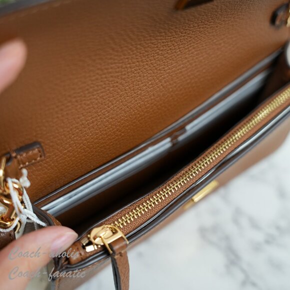 NWT Tory Burch Britten Chain Wallet with Wristlet Leather Crossbody in Moose - Picture 11 of 12